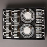 ⁦طقم فناجين قهوة مع صحون عدد 12 لون مزخرف ذهبي واسود⁩ - الصورة ⁦3⁩