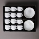 طقم فناجين قهوة مع صحون عدد 12 لون أبيض