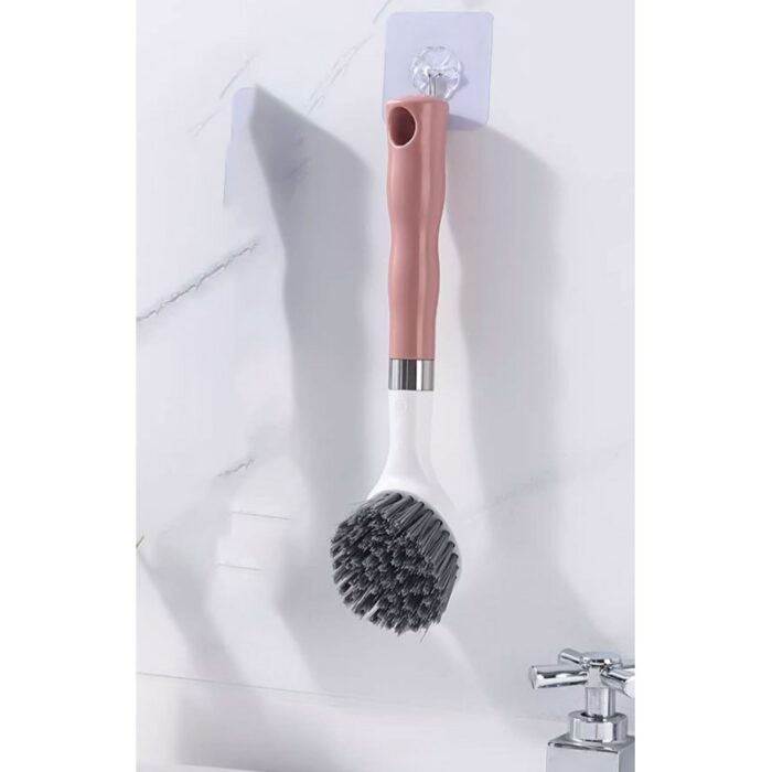 ⁦فرشاة تنظيف المجلى بلاستيك متعددة الاستخدامات لون نهدي وابيض⁩ - الصورة ⁦2⁩