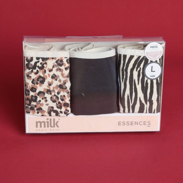 ⁦طقم داخلي نسائي قطن من 3 قطع milk بألوان مختلفة⁩ - الصورة ⁦2⁩