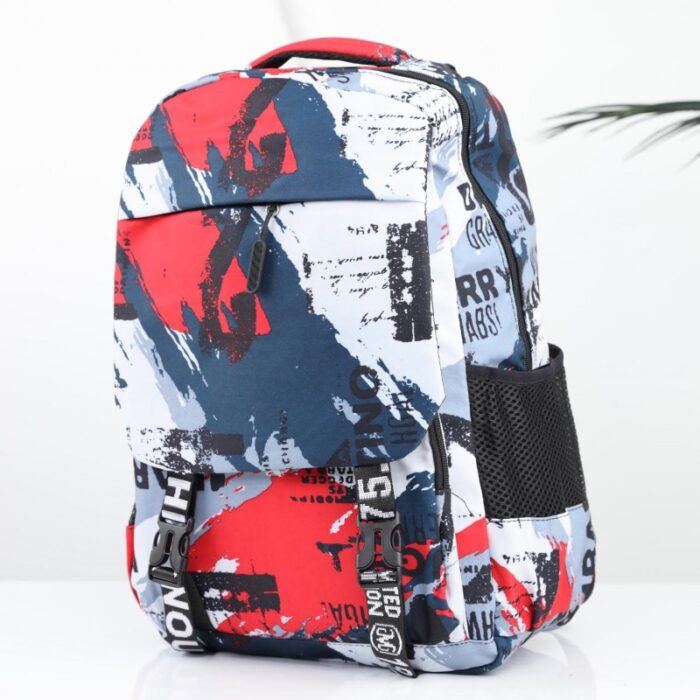 ⁦حقيبة مدرسية 20 انش لون أحمر ورمادي⁩ - الصورة ⁦4⁩