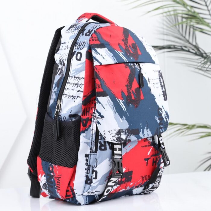 ⁦حقيبة مدرسية 20 انش لون أحمر ورمادي⁩ - الصورة ⁦6⁩