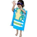 ⁦منشفة حمام للأطفال مع غطاء للرأس حجم كبير لون أخضر وأزرق⁩ - الصورة ⁦2⁩