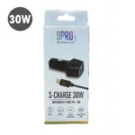 ⁦شاحن سيارة مدخلين 30W (USB/type c) مع كابل ميكرو اسود⁩ - الصورة ⁦2⁩