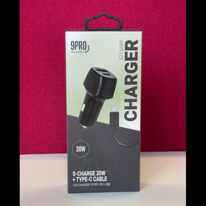 ⁦شاحن سيارة مدخلين30W ( USB/type c) مع كابل type c اسود⁩ - الصورة ⁦2⁩