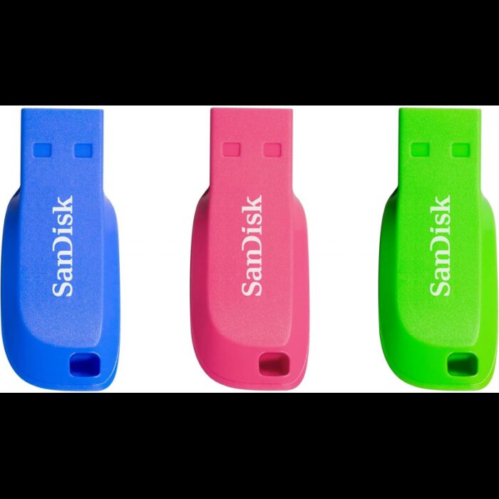 ⁦طقم فلاشات 3 قطع من سان ديسك SanDisk بثلاث ألوان سعة 32 جيجا⁩ - الصورة ⁦2⁩