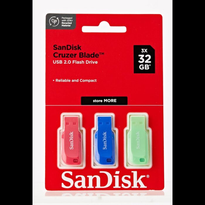 ⁦طقم فلاشات 3 قطع من سان ديسك SanDisk بثلاث ألوان سعة 32 جيجا⁩ - الصورة ⁦3⁩