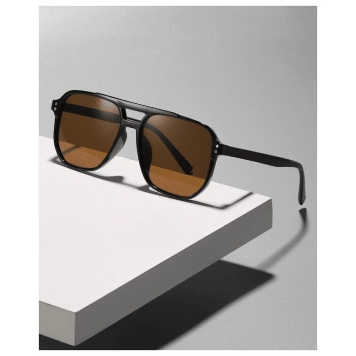 ⁦نظارة مربعة نقطتين بني⁩ - الصورة ⁦3⁩