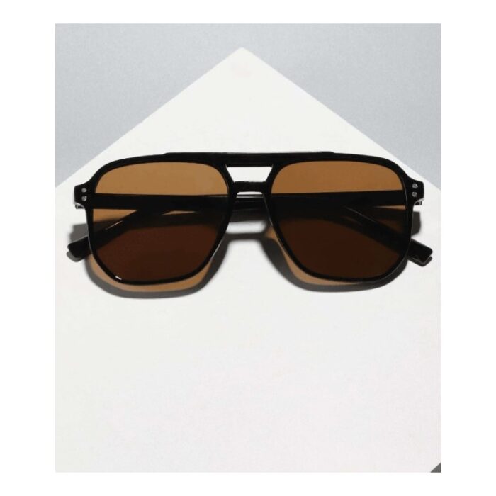 ⁦نظارة مربعة نقطتين بني⁩ - الصورة ⁦4⁩