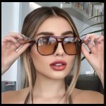 ⁦نظارة مربعة نقطتين بني⁩ - الصورة ⁦5⁩