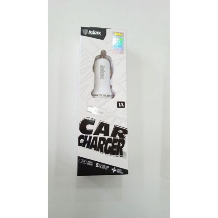 1033751842_67dc67c4da27f شاحن سيارة مع كيبل ايفون و مخرجين USB - ماركة inkax - بقوة 1 أمبير - موديل CC-13-IP - الصورة 1