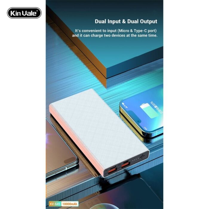 ⁦باور بانك  منفذ تايب سي  c و ميكرو و usb محمول سعة 10000 ميلي أمبير KV- 645⁩ - الصورة ⁦4⁩