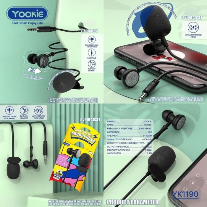 ⁦سماعة اذن YOOKIE YK 1190 مع ميكروفون ملقط⁩ - الصورة ⁦3⁩