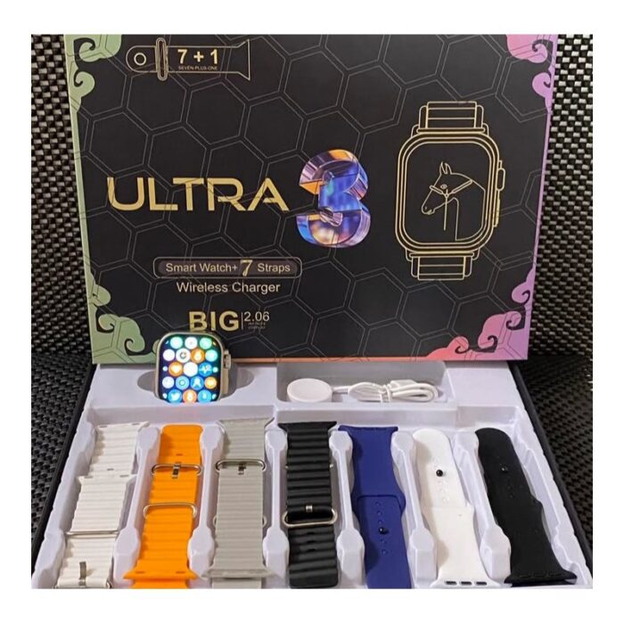 1033751906_67dc68325e432 ساعة ذكية Ultra 3 بشاشة كبيرة مع 7 أحزمة - الصورة 1