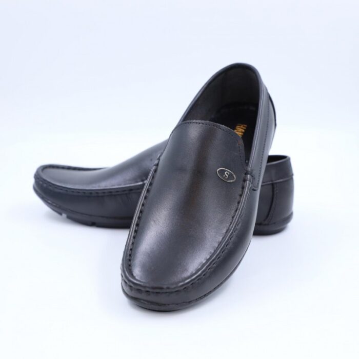 ⁦حذاء جلد طبيعي للرجال لون أسود⁩ - الصورة ⁦5⁩