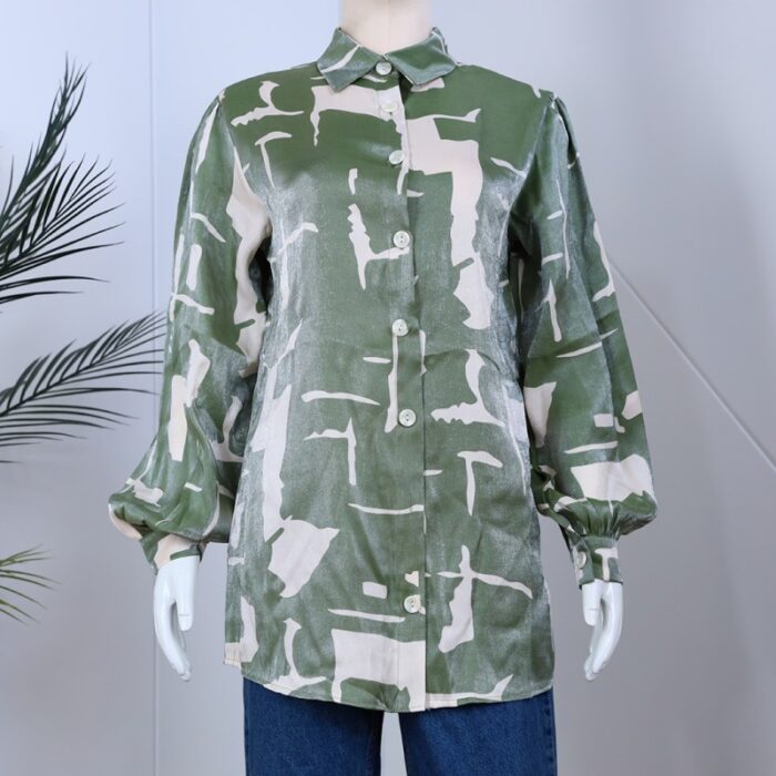 1033751989_67dc68b252af0 قميص بأكمام طويلة لون أخضر وبيج - الصورة 1