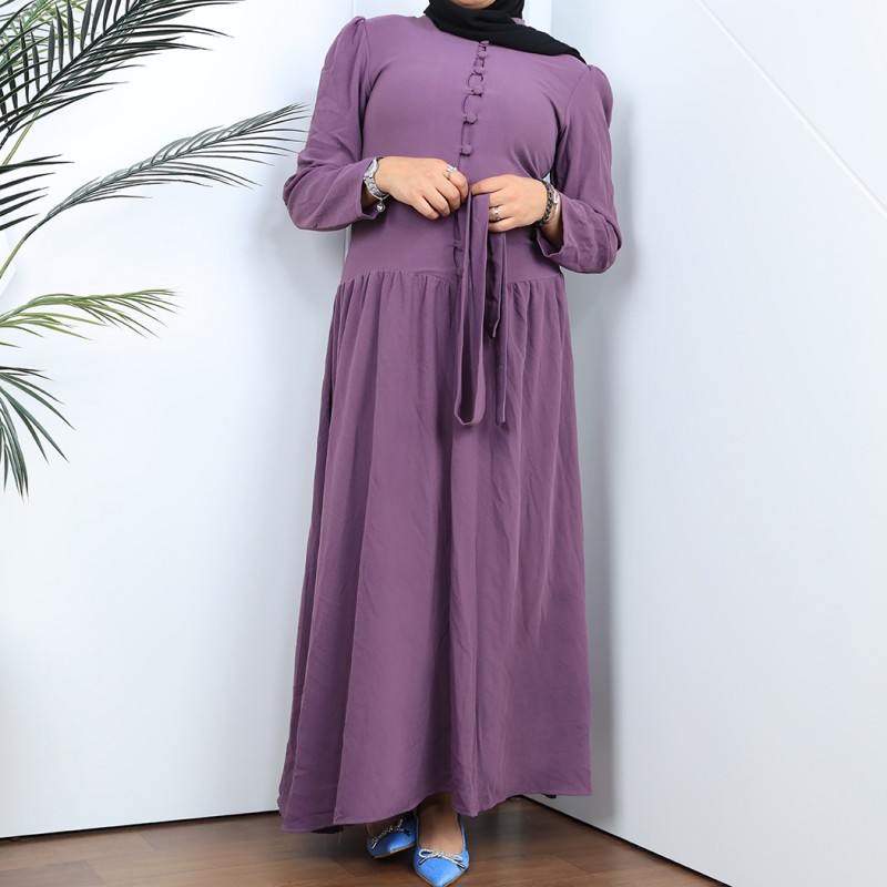 ⁦فستان بأزرار من الأعلى لون بنفسجي⁩ - الصورة ⁦1⁩