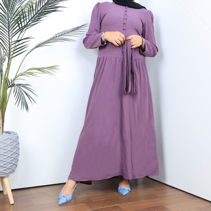 ⁦فستان بأزرار من الأعلى لون بنفسجي⁩ - الصورة ⁦2⁩