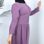 ⁦فستان بأزرار من الأعلى لون بنفسجي⁩ - الصورة ⁦5⁩