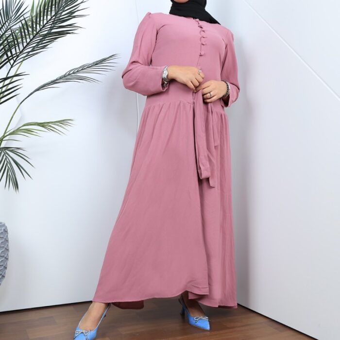 1033752001_67dc692d811c0 فستان بأزرار من الأعلى لون زهري - الصورة 1