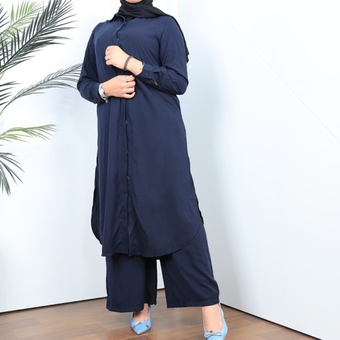 ⁦طقم شرعي قميص وبنطال طويل لون كحلي⁩ - الصورة ⁦2⁩