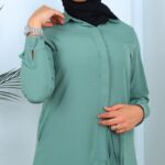 ⁦طقم شرعي قطعتين قميص وبنطال لون أخضر⁩ - الصورة ⁦6⁩