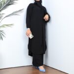 طقم شرعي قطعتين قميص وبنطال لون أسود