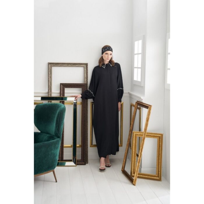 ⁦عباية للنساء مع سحاب لون أسود⁩ - الصورة ⁦2⁩