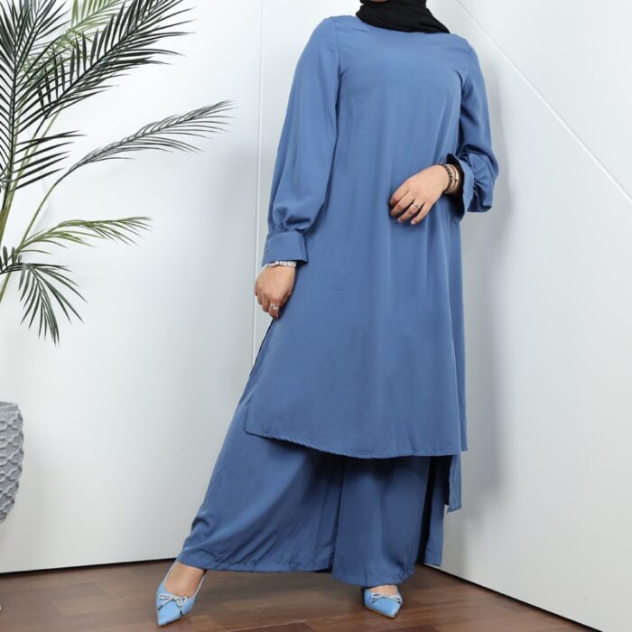 ⁦طقم شرعي قطعتين لون أزرق فاتح⁩ - الصورة ⁦3⁩