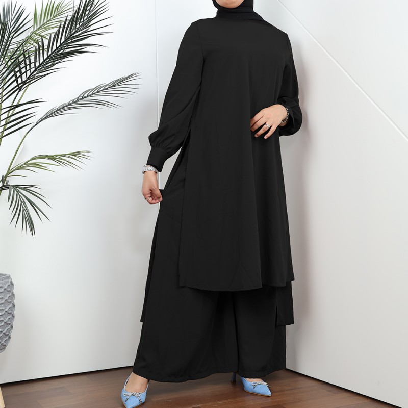 ⁦طقم شرعي قطعتين لون أسود⁩ - الصورة ⁦1⁩