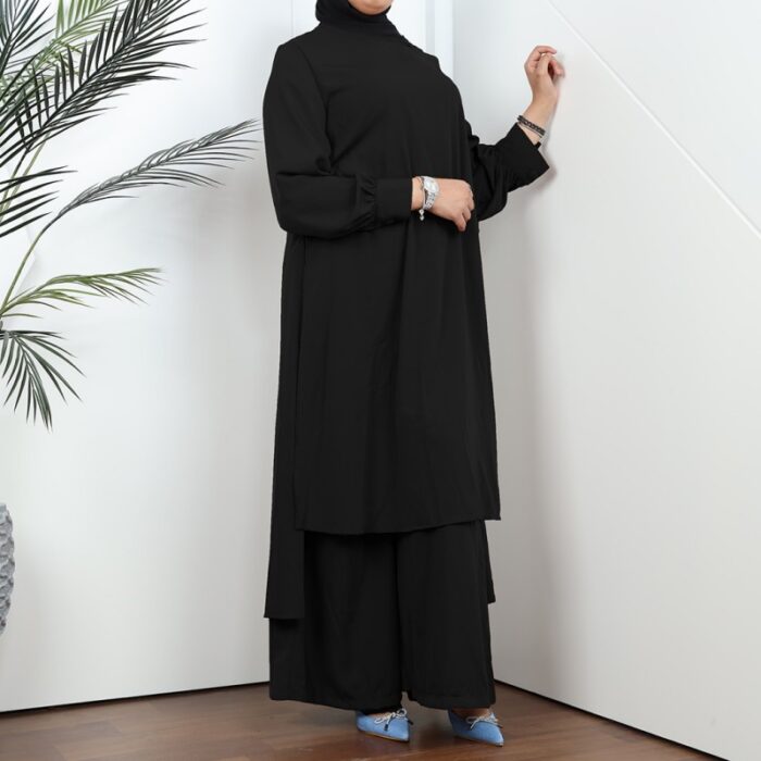 ⁦طقم شرعي قطعتين لون أسود⁩ - الصورة ⁦2⁩