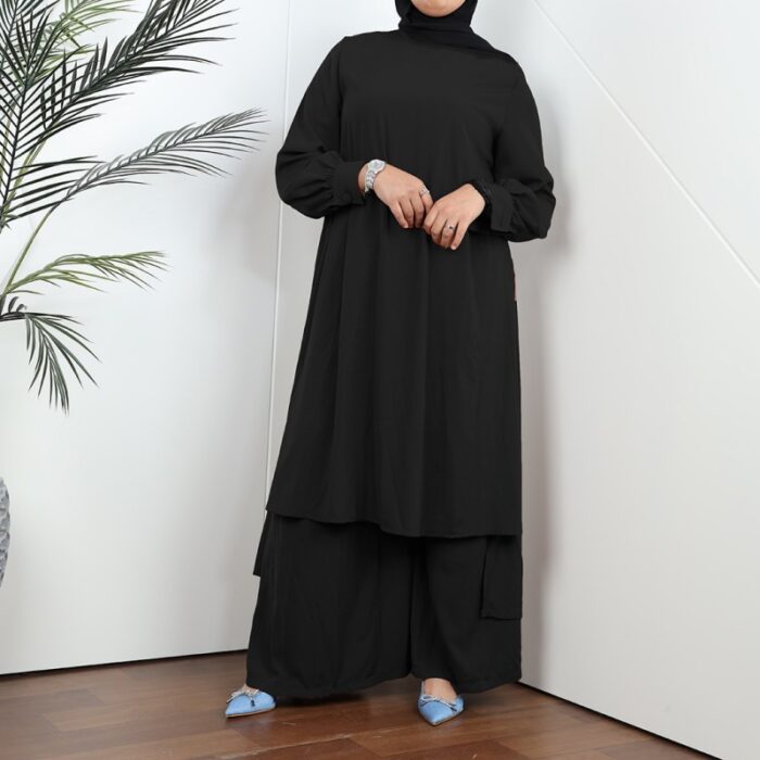 ⁦طقم شرعي قطعتين لون أسود⁩ - الصورة ⁦3⁩