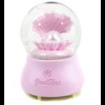 كرة الثلح بلورة بتصميم محارة لؤلؤ لون زهري