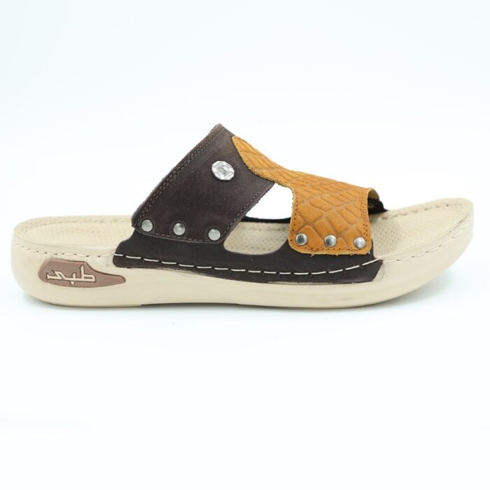 ⁦شبشب طبي جلد طبيعي للرجال لون بني محروق وعسلي⁩ - الصورة ⁦5⁩