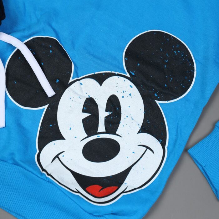 ⁦طقم (بلوزة كم بطاقية مع بنطلون) بتصميم رسوم ميكي ماوس للأطفال لون أزرق وأسود⁩ - الصورة ⁦3⁩