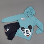 ⁦طقم (بلوزة كم بطاقية مع بنطلون) بتصميم رسوم ميكي ماوس للأطفال لون أخضر وأسود⁩ - الصورة ⁦8⁩