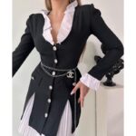 ⁦فستان قصير لون أسود وأبيض⁩ - الصورة ⁦6⁩