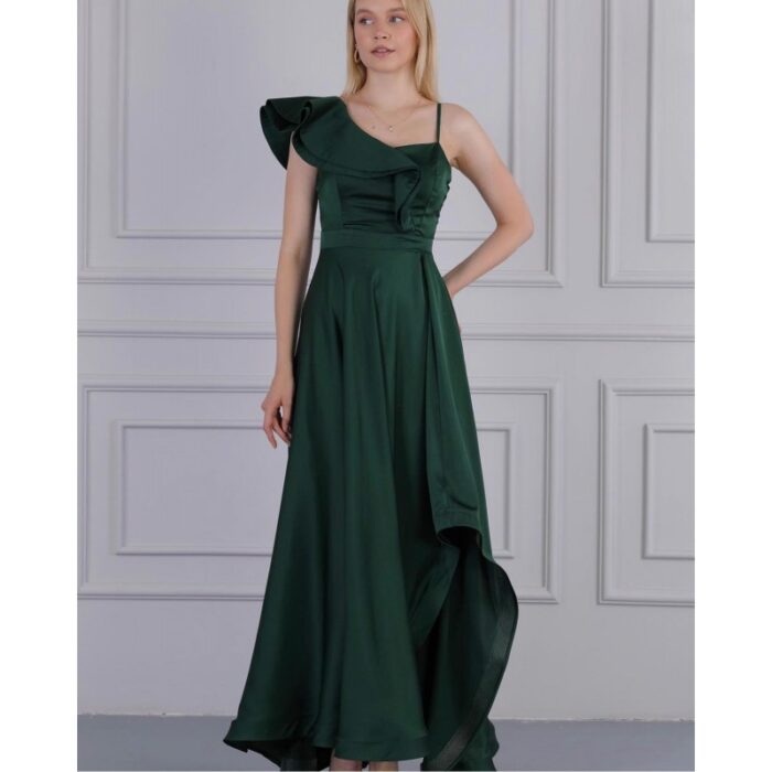 ⁦فستان طويل لون أخضر⁩ - الصورة ⁦2⁩