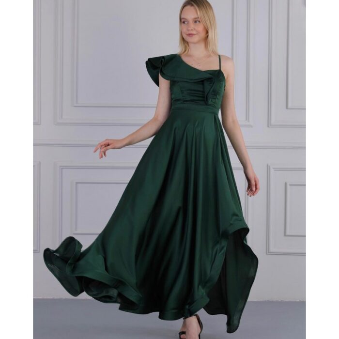 ⁦فستان طويل لون أخضر⁩ - الصورة ⁦3⁩