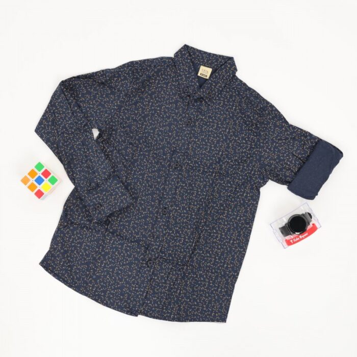 ⁦قميص قبة منقط للأطفال لون كحلي⁩ - الصورة ⁦3⁩