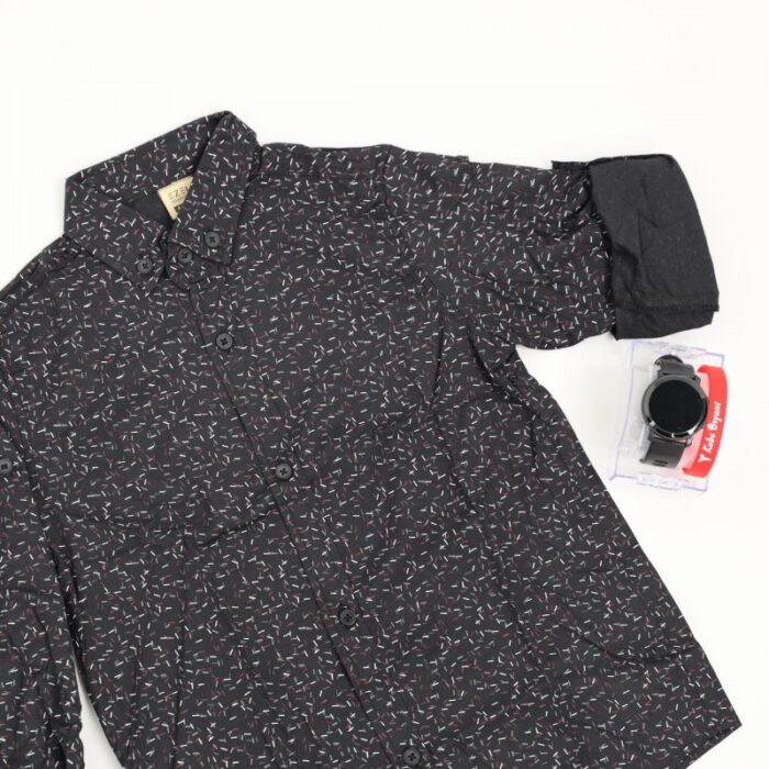 1033752170_67dc6a7b1fea9 قميص قبة منقط للأطفال لون اسود - الصورة 1