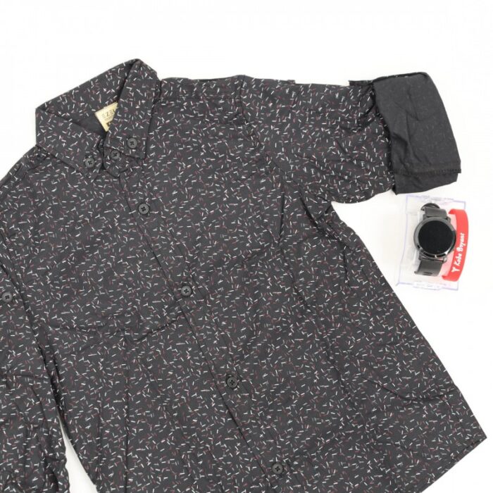 ⁦قميص قبة منقط للأطفال لون اسود⁩ - الصورة ⁦3⁩