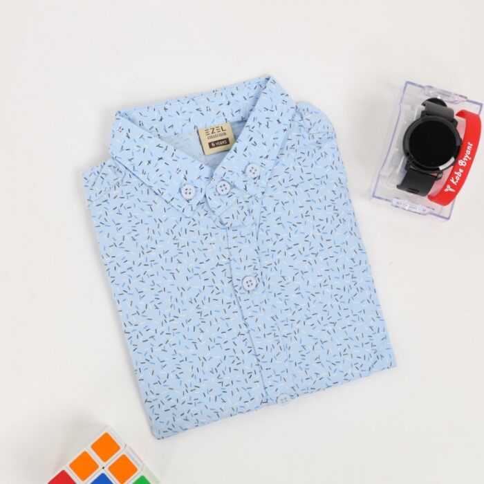 ⁦قميص قبة منقط للأطفال لون ازرق فاتح⁩ - الصورة ⁦4⁩