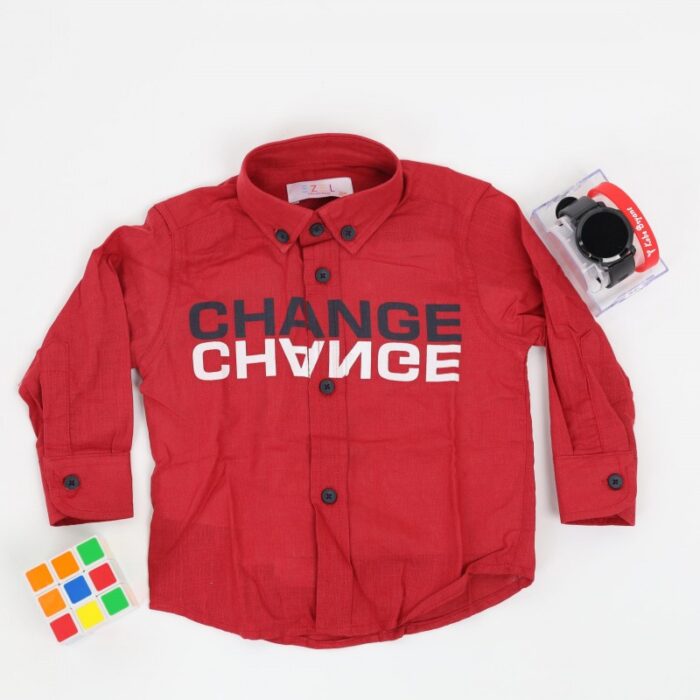 ⁦قميص بتصميم قبة وطباعة للأطفال لون خمري⁩ - الصورة ⁦2⁩