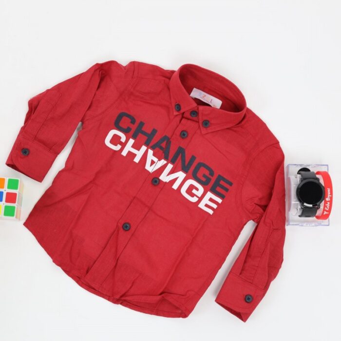 ⁦قميص بتصميم قبة وطباعة للأطفال لون خمري⁩ - الصورة ⁦3⁩