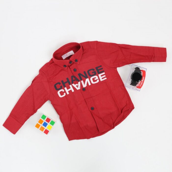 ⁦قميص بتصميم قبة وطباعة للأطفال لون خمري⁩ - الصورة ⁦4⁩