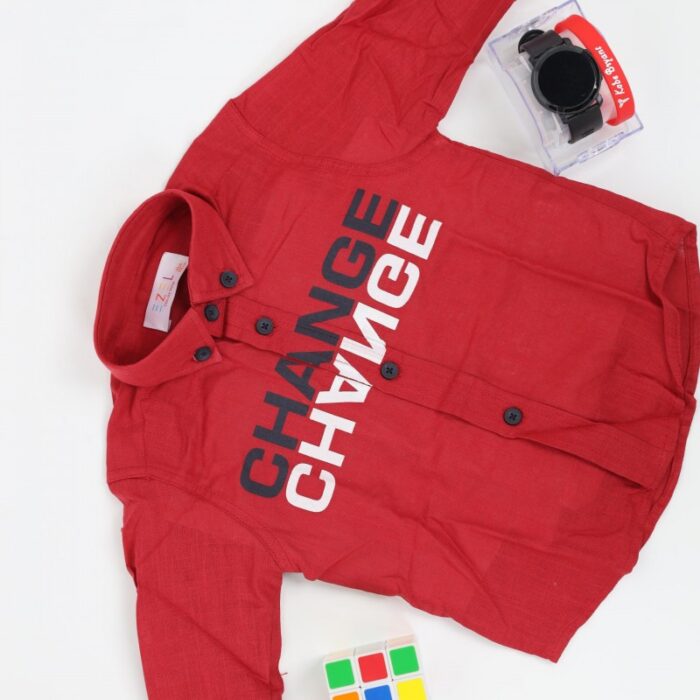 ⁦قميص بتصميم قبة وطباعة للأطفال لون خمري⁩ - الصورة ⁦5⁩