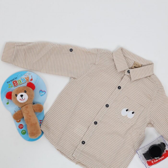 ⁦قميص قبة بيبي للأطفال مخطط بيج⁩ - الصورة ⁦3⁩