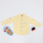 ⁦قميص قبة بيبي للأطفال مخطط اصفر⁩ - الصورة ⁦3⁩