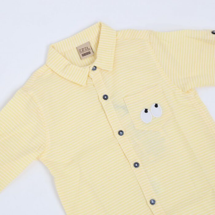⁦قميص قبة بيبي للأطفال مخطط اصفر⁩ - الصورة ⁦4⁩